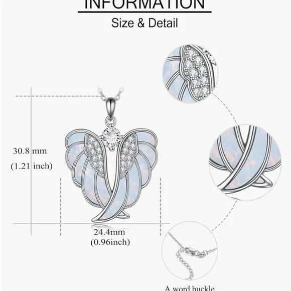 Sterling Silver Opal Angel Wing Necklace